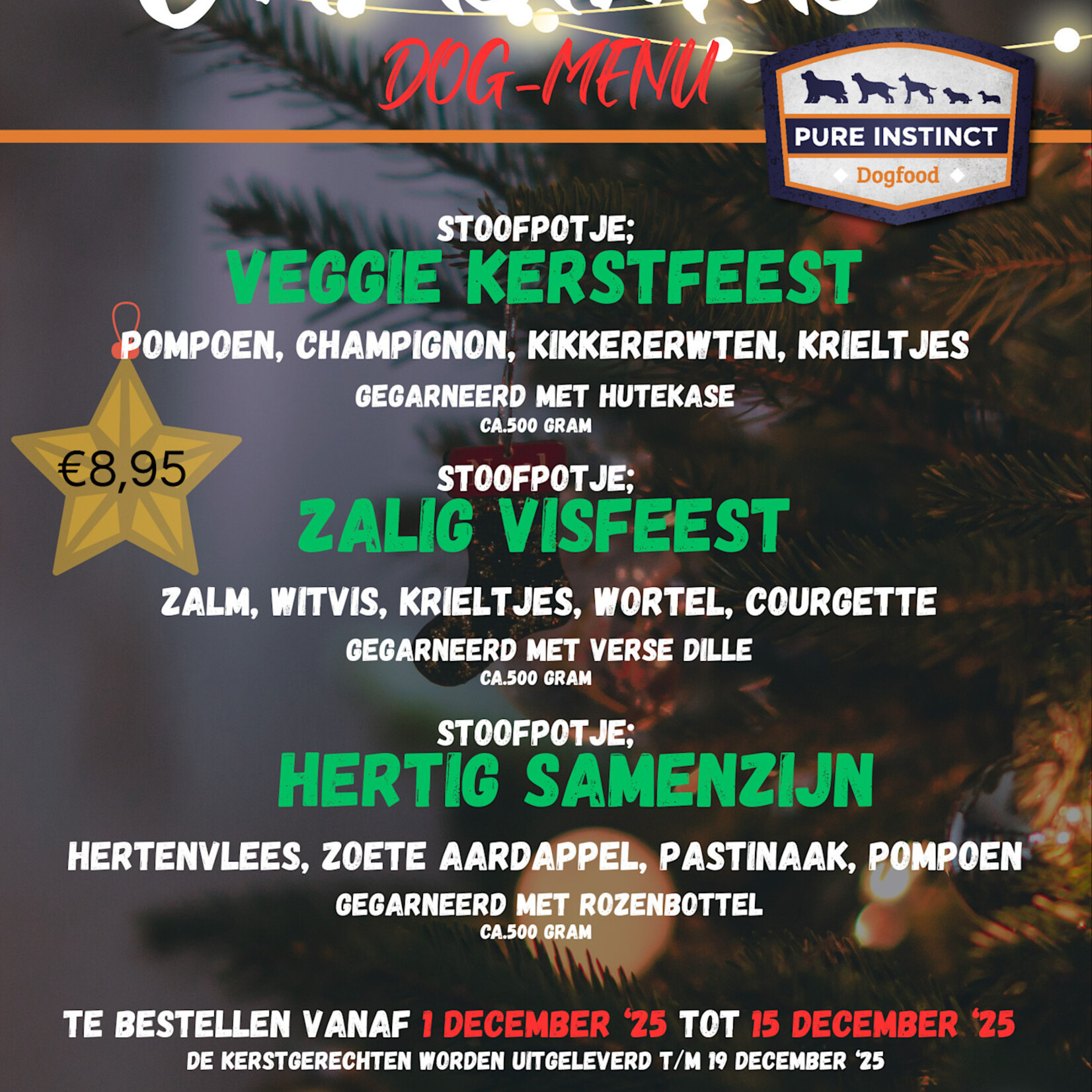 Pure Instinct Pure Instinct Kerstmaaltijd Hert 500gram