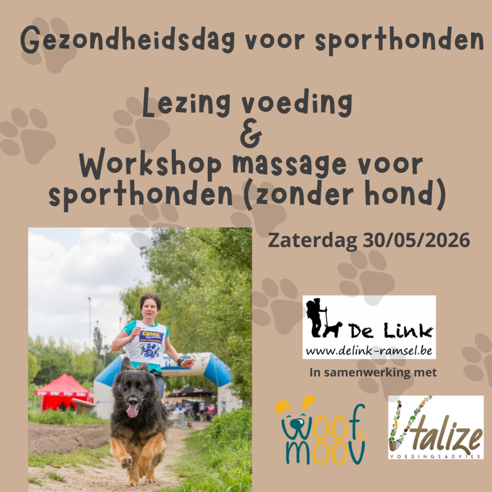 De Link Lezing voeding & workshop massage voor sporthonden (zonder hond)