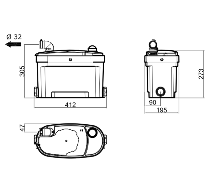 Sani-Lift Elite automatische Hebeanlage für häusliches Abwasser