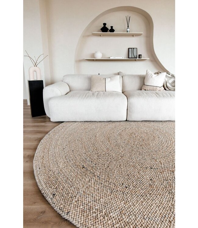 Eva Interior Rond Wollen Vloerkleed Palermo beige/lichtbruin
