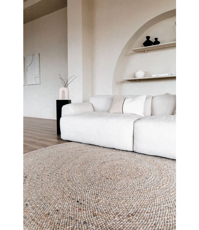 Eva Interior Rond Wollen Vloerkleed Palermo beige/lichtbruin