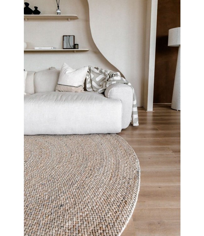 Eva Interior Rond Wollen Vloerkleed Palermo beige/lichtbruin