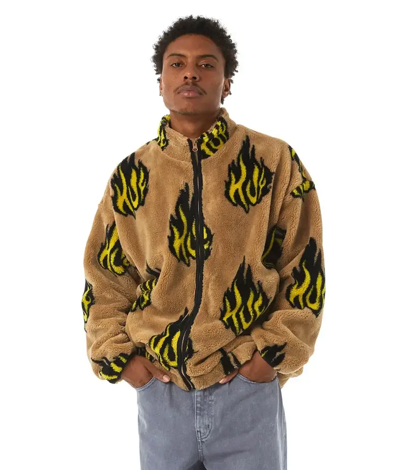 HUF HUF flamin zip sherpa fleece - oatmeal