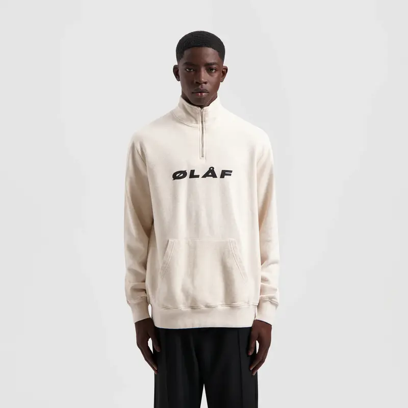 OLAF OLAF italic zip mock - ecru heather