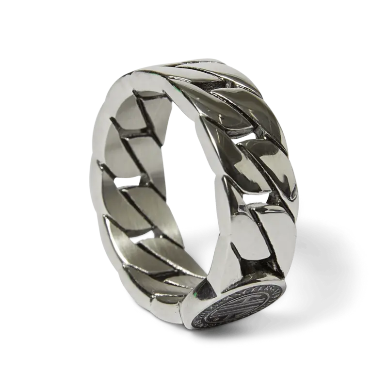 HUF HUF regional cuban link ring - silver