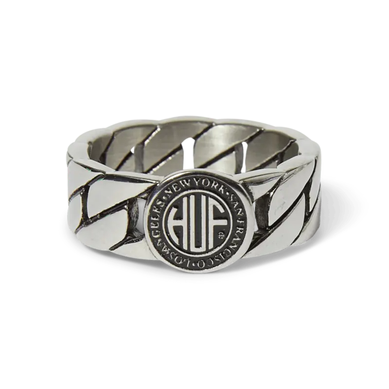 HUF HUF regional cuban link ring - silver