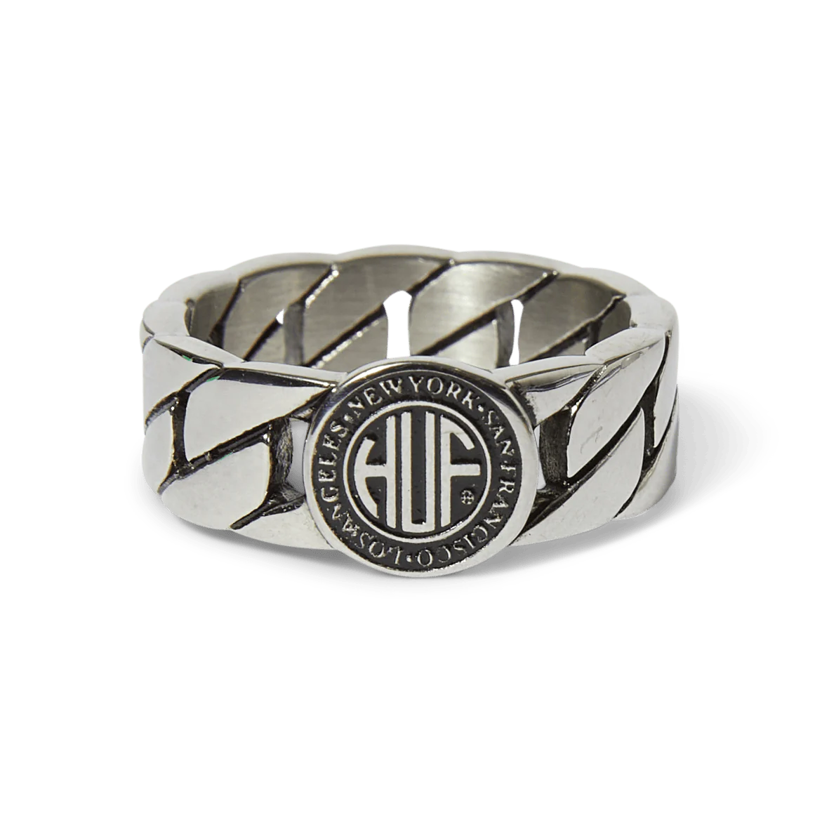HUF HUF regional cuban link ring - silver