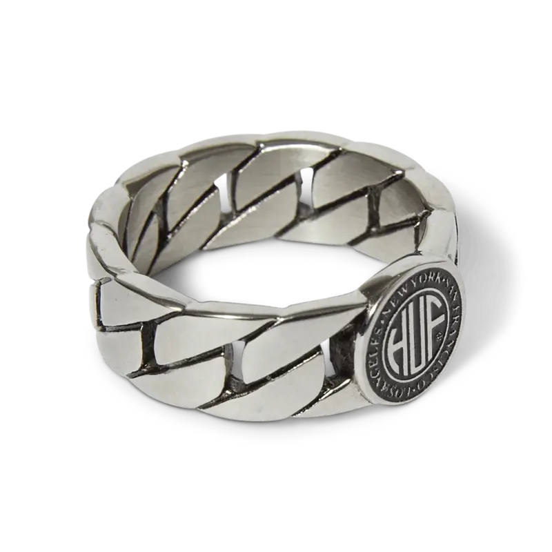 HUF HUF regional cuban link ring - silver