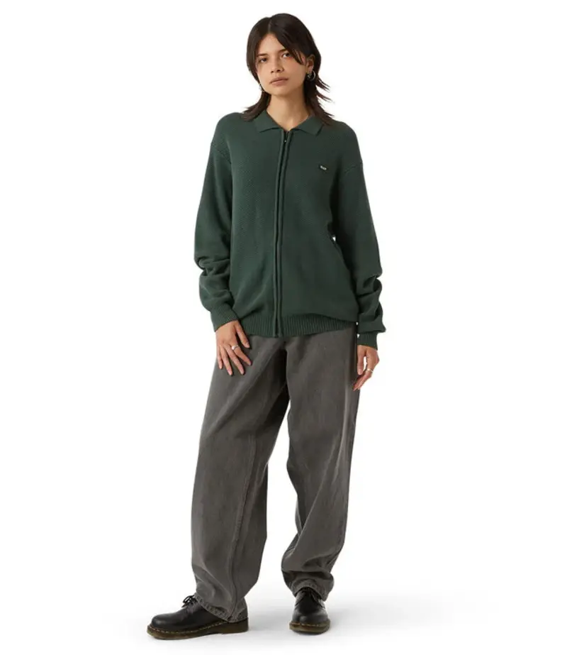 HUF HUF anton zip overdyed sweater - hunter green