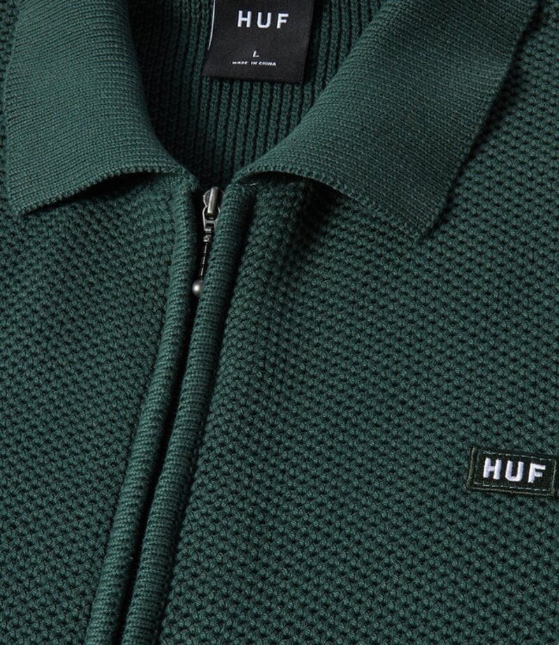 HUF HUF anton zip overdyed sweater - hunter green