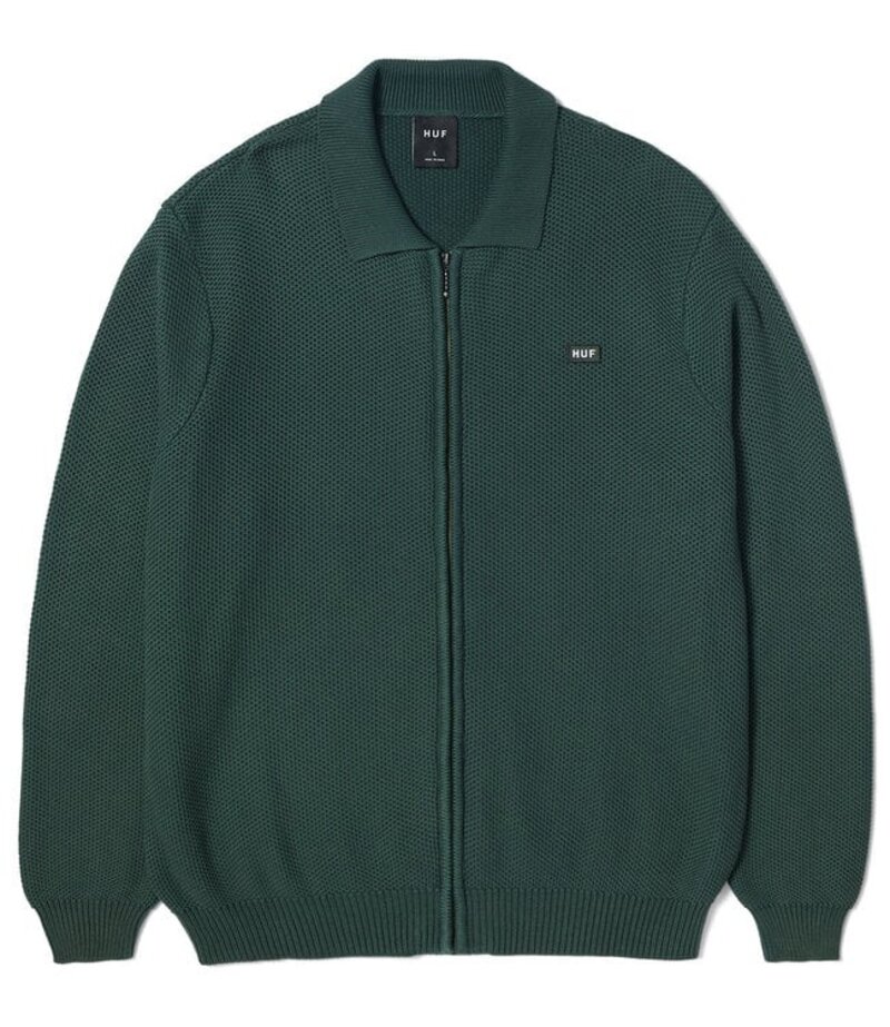 HUF HUF anton zip overdyed sweater - hunter green