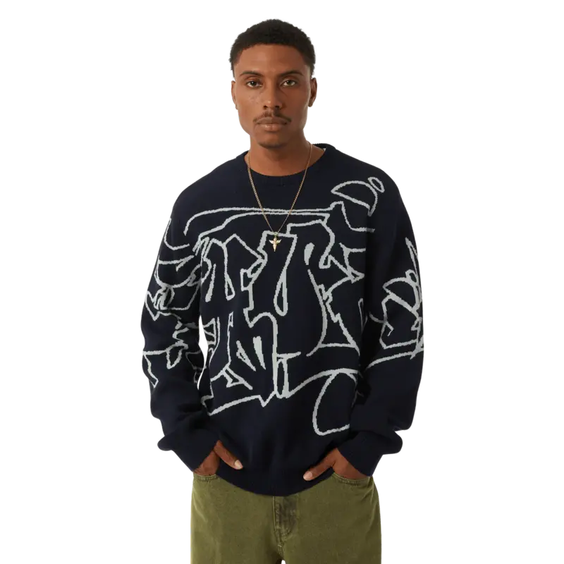 HUF HUF outlines crewneck sweater - navy