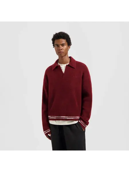 OLAF OLAF crafted detail knitted polo - rum raisin