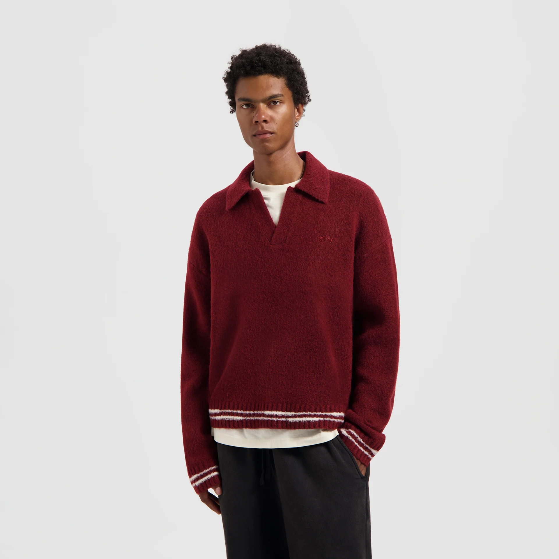 OLAF OLAF crafted detail knitted polo - rum raisin