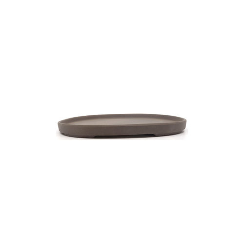 Bonsai plate unglazed brown oval 26cm