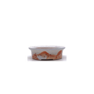 Bonsai pot handgeschilderde landschap roze ovaal 16cm
