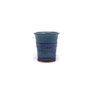 Bonsai pot semi-cascade blue green round 12cm