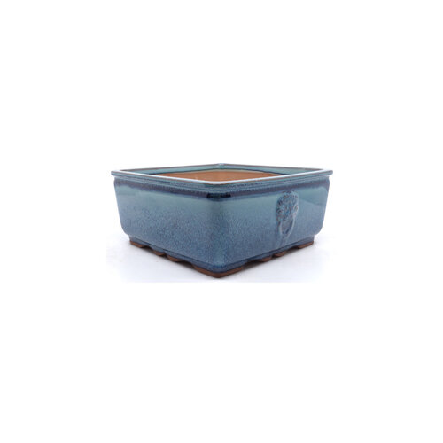 Bonsai pot blue green square 21cm