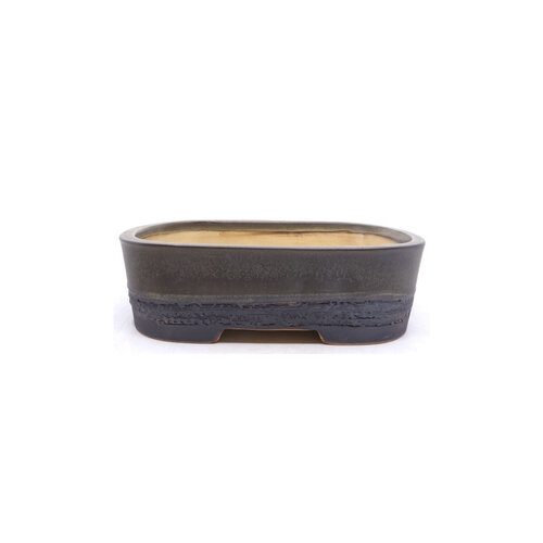 Bonsai pot brown grey matte rectangular with rounded corners 26cm