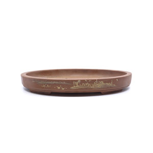 Bonsai pot unglazed oval with drawings 39cm