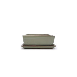 Bonsai pot groen beige rechthoekig 16cm - set