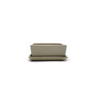 Bonsai pot creme rectangle 14cm - set