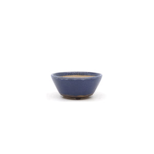 Shohin Bonsai pot Walsall geglazuurd blauw rond 10cm