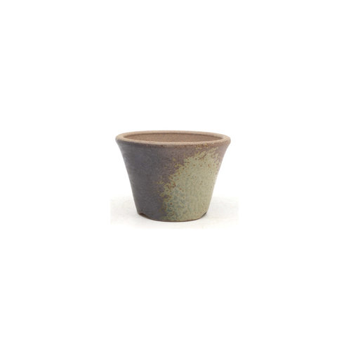 Shohin Bonsai pot brown green beige semi-cascade round 10cm