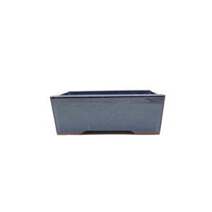 Bonsai pot blue green rectangle 22cm