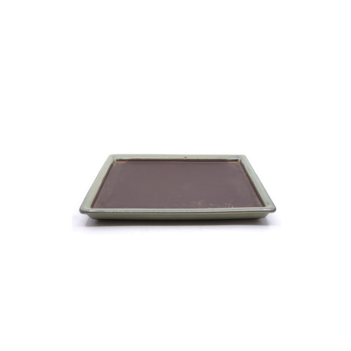 Bonsai plate rectangle green 25cm