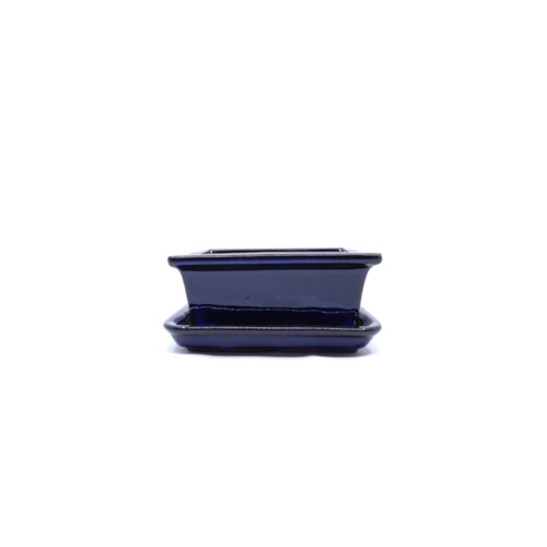 Bonsai pot blue rectangle 13cm - set