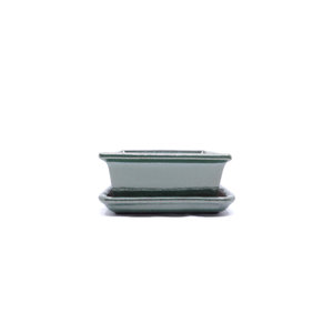 Bonsai pot green rectangle 13cm - set