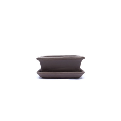 Bonsai pot ongelazuurd rechthoekig 13cm - set