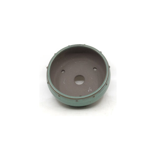 Bonsai pot green drum round 14cm
