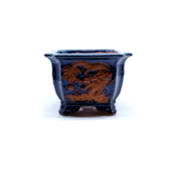 Bonsai pot blue dragon square 21cm