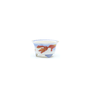 Bonsai pot blauw rood draak rond 8cm