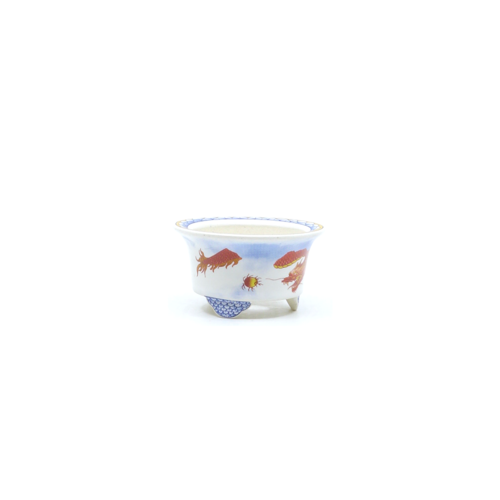 Bonsai pot  blue red dragon round 8cm