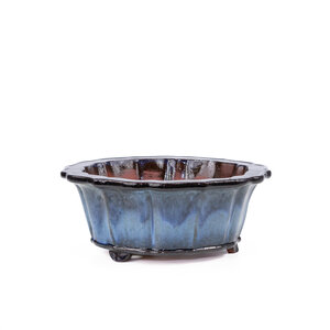 Bonsai pot chrysanthemum round blue black 30cm