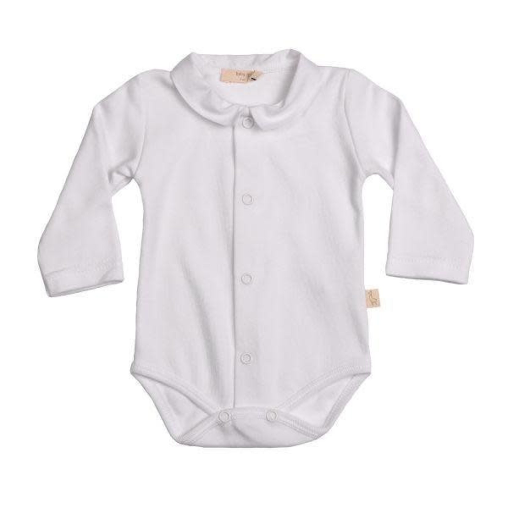 Baby Gi Baby Gi - White katoenen bodysuit met knopen en pique kraag (lange mouwen)