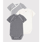 Petit Bateau Petit Bateau - 3 Bodies korte mouw - streepjes donkerblauw