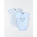 Noukies Noukies - Set met 2 bio katoenen body's, wit/lichtblauw