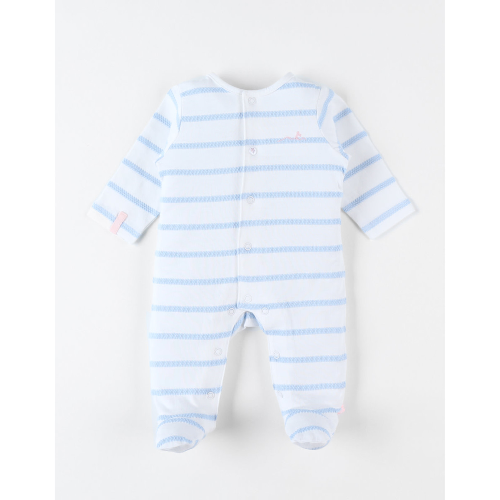 Noukies Noukies - Jersey gestreepte pyjama, wit/lichtblauw