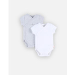 Noukies Noukies - Mix & match bodys set 2pcs croise mc grijs