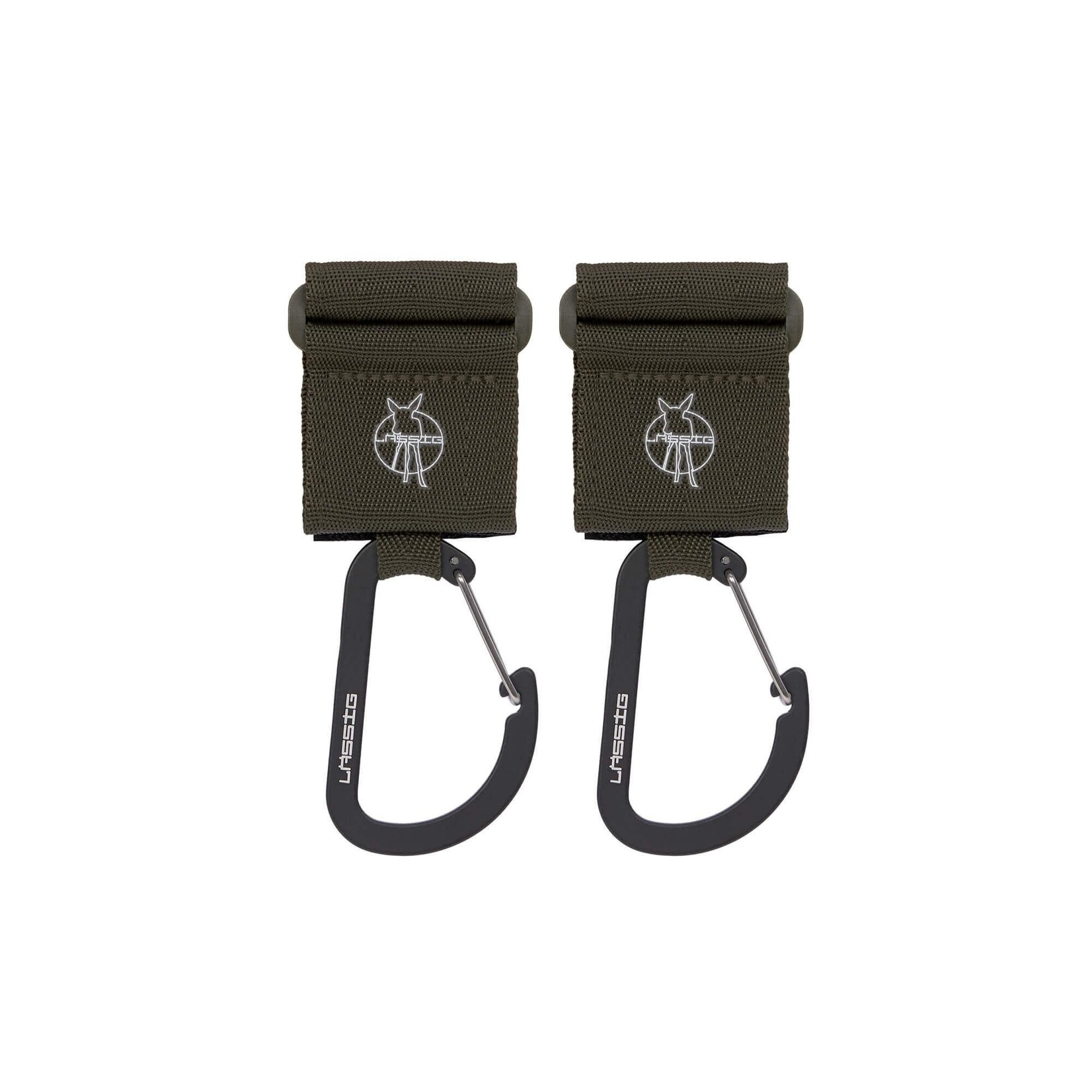Lassig Lassig - CAS Stroller Hooks with Carabiner 2 pack olive