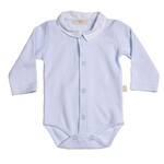 Baby Gi Baby Gi - Blue katoenen bodysuit met knopen en witte kraag