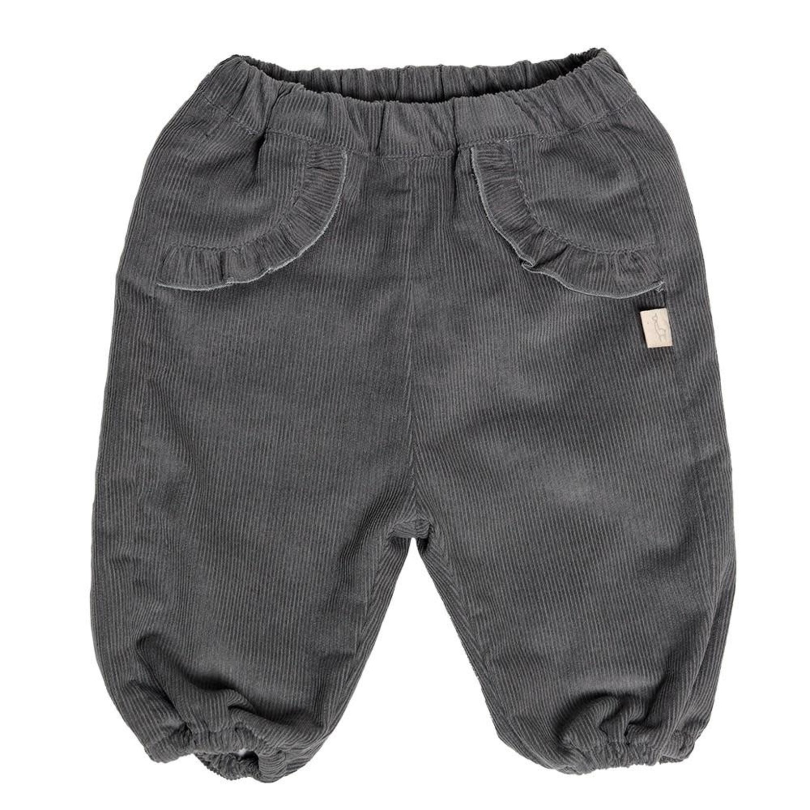 Baby Gi Baby Gi - Grey Corduroy Broek met Frulletjes - Fox Grey