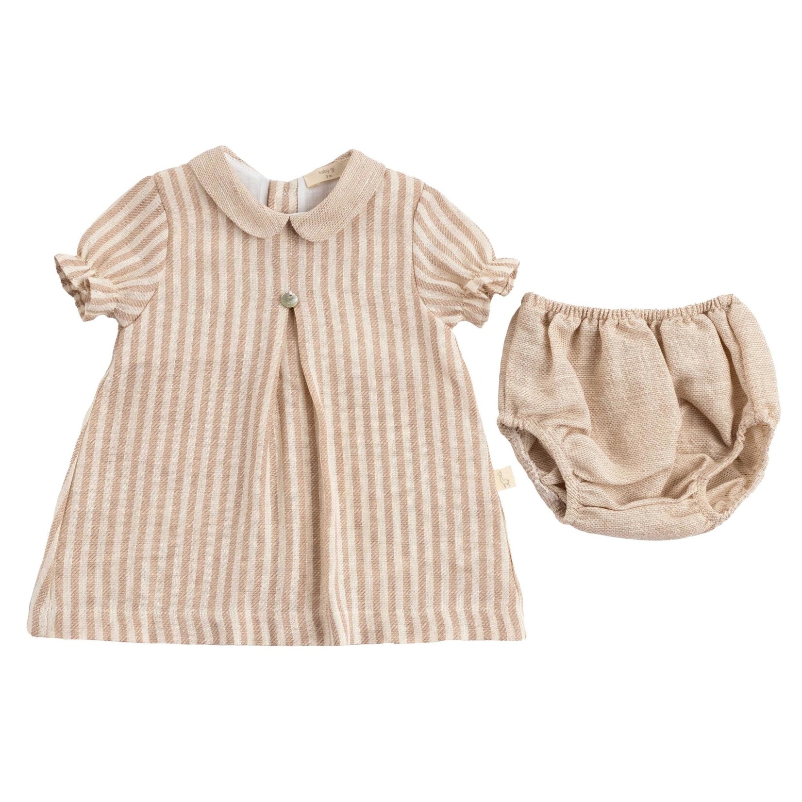 Baby Gi Baby Gi - Jurk roze ice cream met peter pan collar