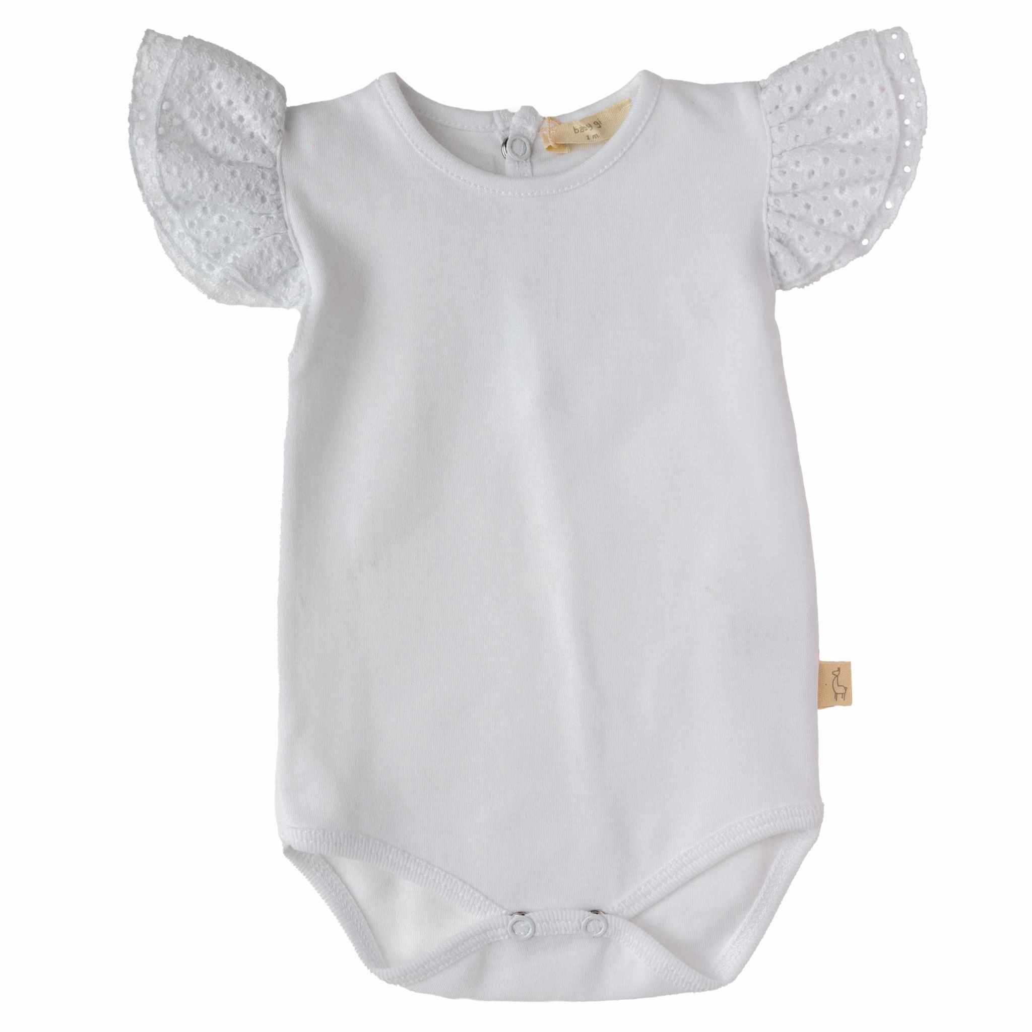 Baby Gi Baby Gi - Body wit met frilly mouwen - Jef & Jeanne
