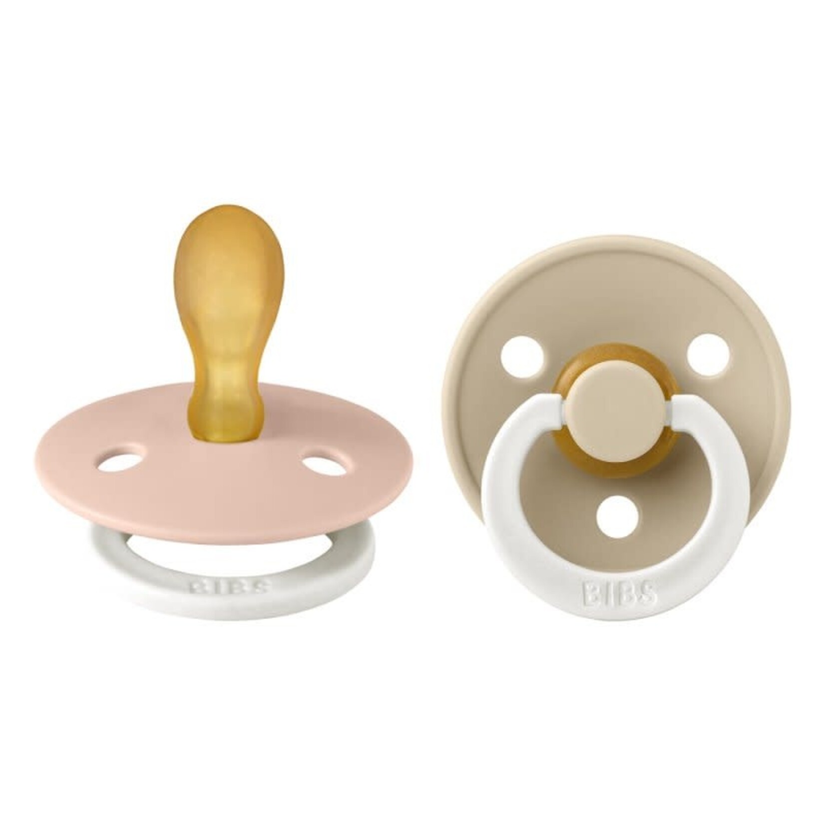 Bibs Bibs - Fopspeen SYMMETRICAL natuurrubber 2-pack blush/vanilla - glow in the dark