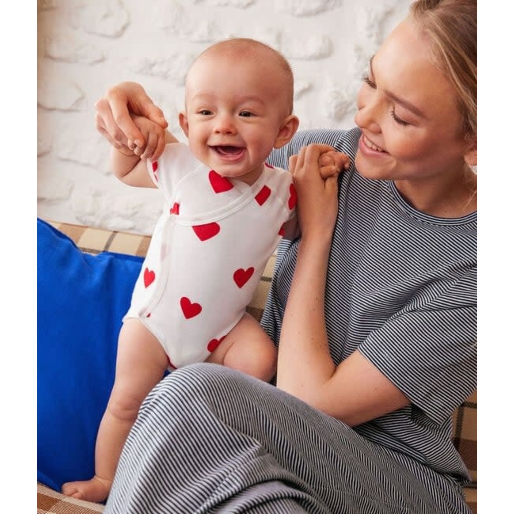 Petit Bateau Petit Bateau - 3 Bodies korte mouw - grote en kleine hartjes